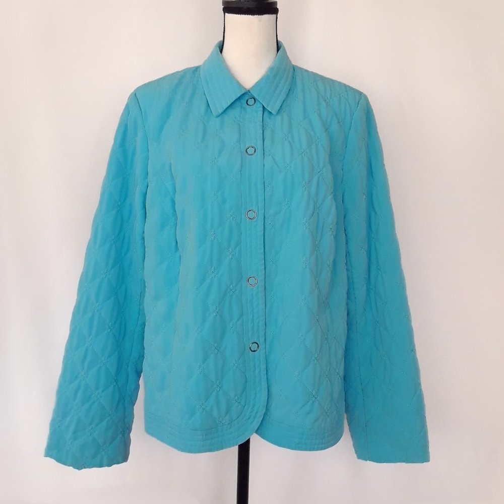 Requirements Vibrant Blue Quilted Snap Button Down Jacket Size XL